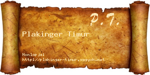 Plakinger Timur névjegykártya